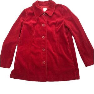J Jill Corduroy Red Corduroy Chore Barn Shirt Jacket Women's Small Pockets